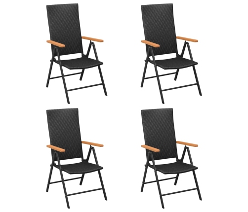 Juego de comedor para jardín 5 piezas negro y marrón