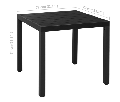 Juego de comedor para jardín 5 piezas negro y marrón