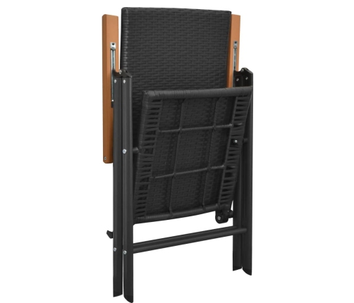 Juego de comedor para jardín 3 piezas negro y marrón