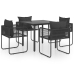 Set de comedor de jardín de 5 piezas PVC ratán negro