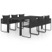 Set de comedor de jardín de 7 piezas PVC ratán negro