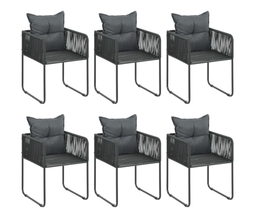 Set de comedor de jardín de 7 piezas PVC ratán negro