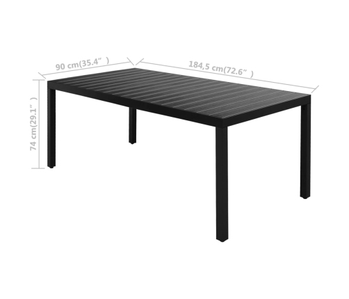 Set de comedor de jardín de 7 piezas PVC ratán negro