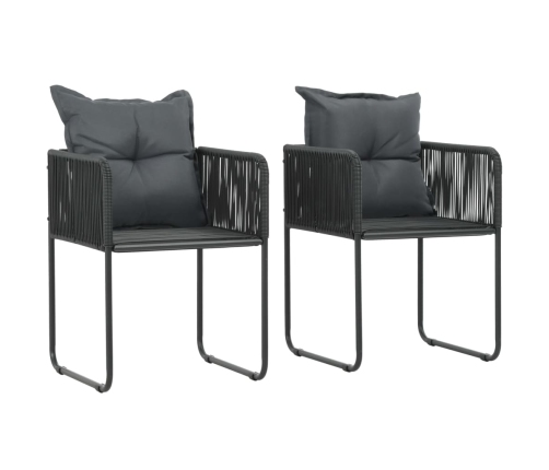 Set de comedor de jardín de 3 piezas PVC ratán negro y marrón