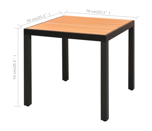Set de comedor de jardín de 3 piezas PVC ratán negro y marrón