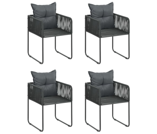 Set de comedor de jardín de 5 piezas PVC ratán negro y marrón