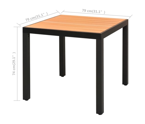 Set de comedor de jardín de 5 piezas PVC ratán negro y marrón