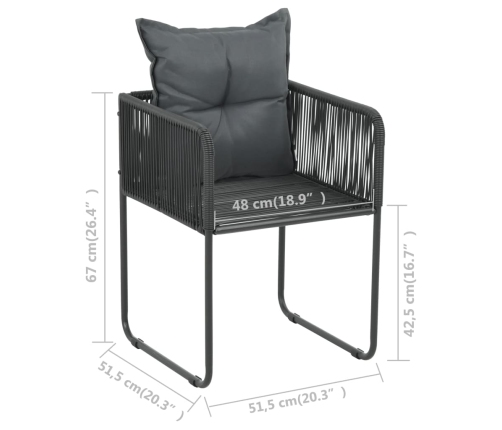 Set de comedor de jardín de 5 piezas PVC ratán negro y marrón
