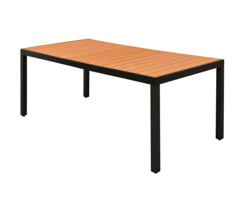 Set de comedor de jardín de 7 piezas PVC ratán negro y marrón
