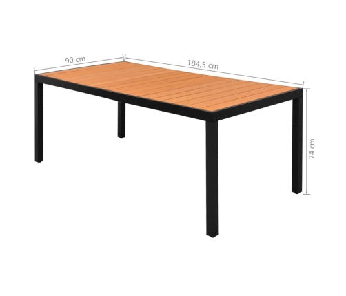 Set de comedor de jardín de 7 piezas PVC ratán negro y marrón