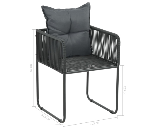 Set de comedor de jardín de 7 piezas PVC ratán negro y marrón