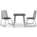 Set de comedor de jardín de 3 piezas PVC ratán negro