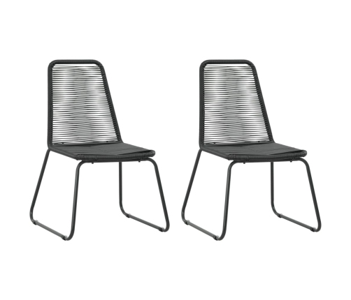 Set de comedor de jardín de 3 piezas PVC ratán negro