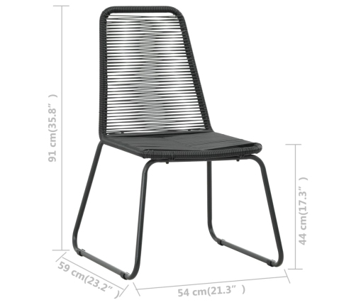 Set de comedor de jardín de 3 piezas PVC ratán negro