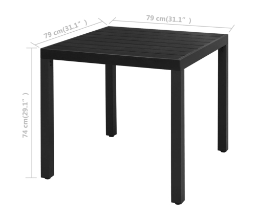 Set de comedor de jardín de 3 piezas PVC ratán negro