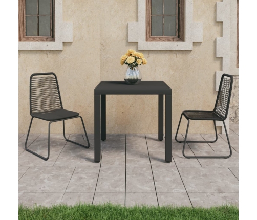 Set de comedor de jardín de 3 piezas PVC ratán negro