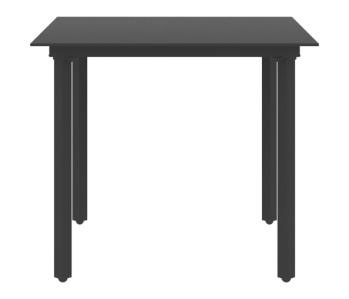 Set de comedor de jardín de 3 piezas PVC ratán negro