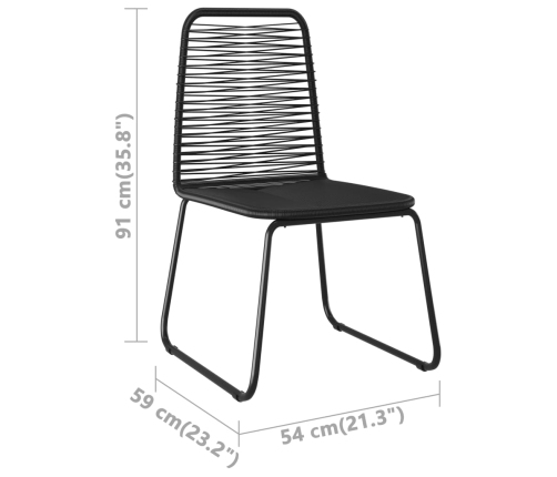Set de comedor de jardín de 3 piezas PVC ratán negro