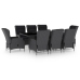 Set comedor jardín 9 pzas cojines ratán sintético gris oscuro