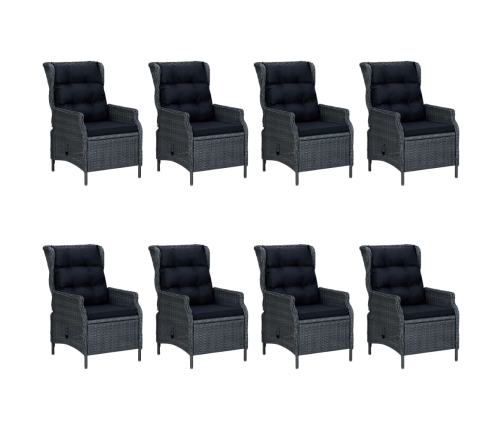 Set comedor jardín 9 pzas cojines ratán sintético gris oscuro