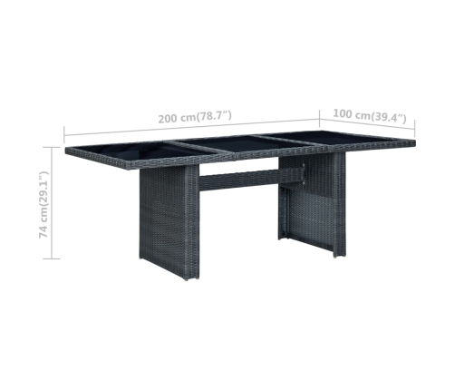 Set comedor jardín 9 pzas cojines ratán sintético gris oscuro