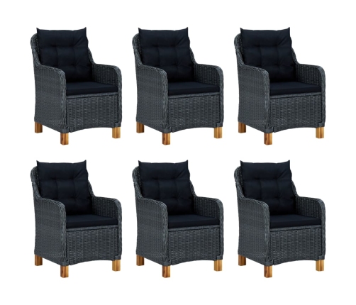 Set comedor jardín 7 pzas cojines ratán sintético gris oscuro