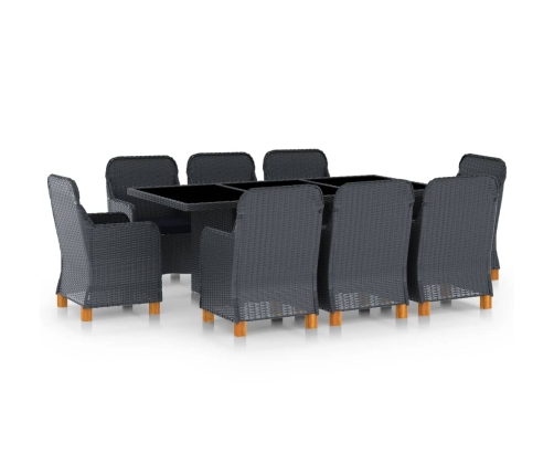 Set comedor jardín 9 pzas cojines ratán sintético gris oscuro
