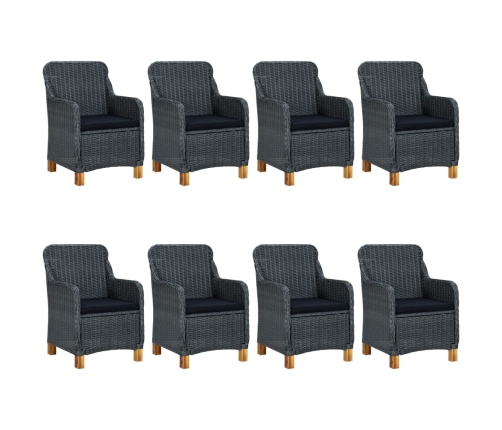 Set comedor jardín 9 pzas cojines ratán sintético gris oscuro