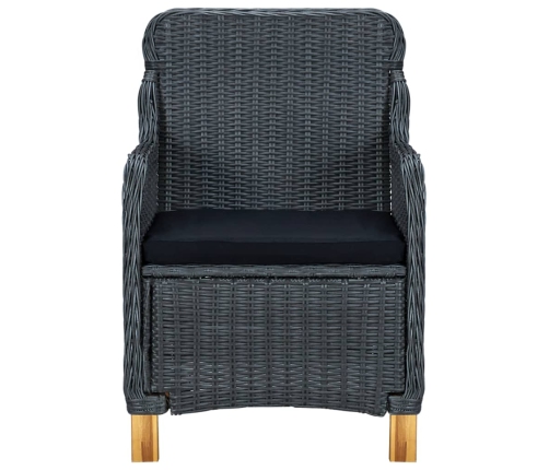 Set comedor jardín 9 pzas cojines ratán sintético gris oscuro