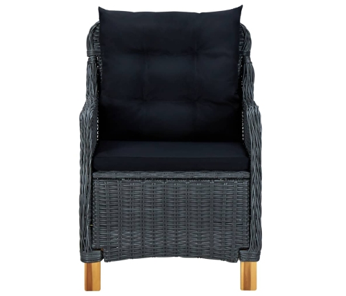 Set comedor jardín 9 pzas cojines ratán sintético gris oscuro