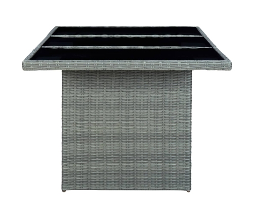 Set comedor jardín 7 pzas y cojines ratán sintético gris claro