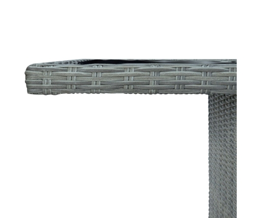 Set comedor jardín 7 pzas y cojines ratán sintético gris claro