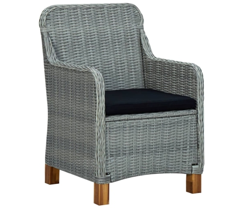 Set comedor jardín 7 pzas y cojines ratán sintético gris claro