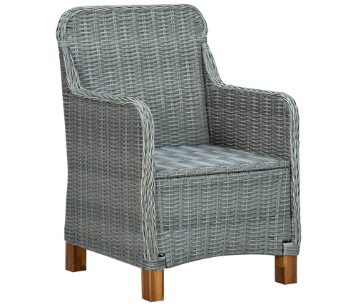 Set comedor jardín 7 pzas y cojines ratán sintético gris claro