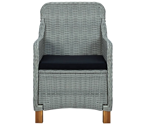 Set comedor jardín 7 pzas y cojines ratán sintético gris claro