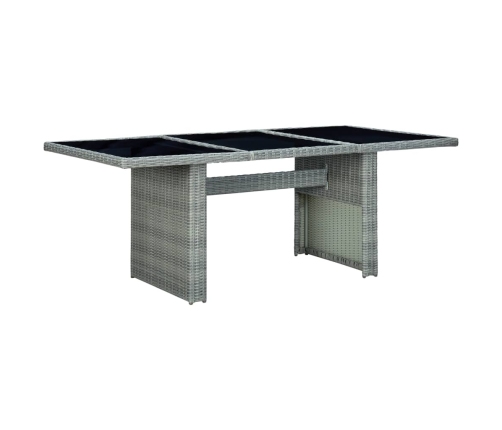 Set comedor jardín 7 pzas y cojines ratán sintético gris claro