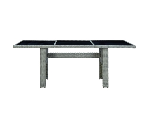 Set comedor jardín 7 pzas y cojines ratán sintético gris claro