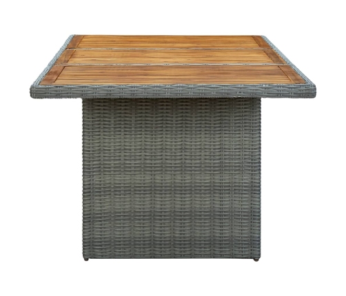 Set comedor jardín 7 pzas y cojines ratán sintético gris claro