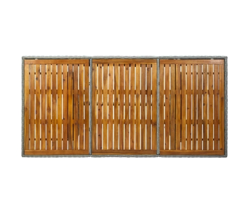 Set comedor jardín 7 pzas y cojines ratán sintético gris claro