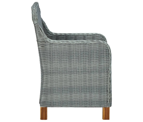 Set comedor jardín 7 pzas y cojines ratán sintético gris claro