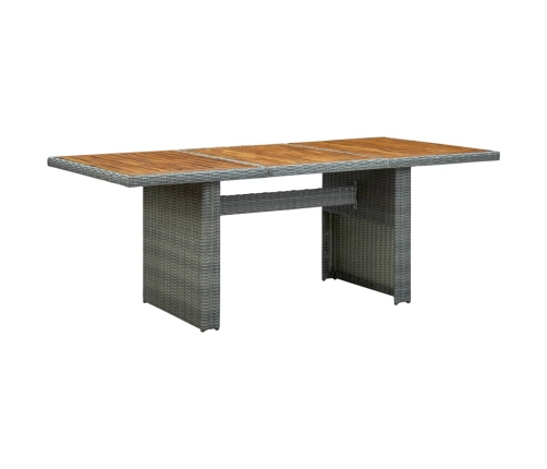 Set comedor jardín 7 pzas y cojines ratán sintético gris claro