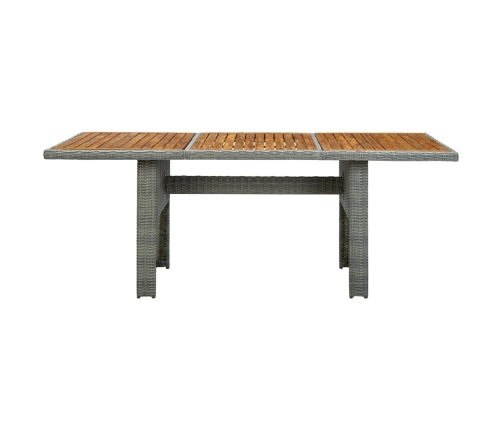 Set comedor jardín 7 pzas y cojines ratán sintético gris claro