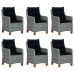 Set comedor jardín 7 pzas y cojines ratán sintético gris claro
