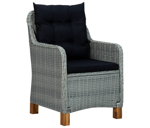 Set comedor jardín 7 pzas y cojines ratán sintético gris claro