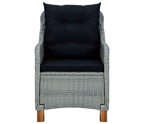 Set comedor jardín 7 pzas y cojines ratán sintético gris claro