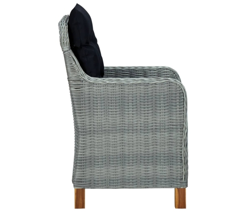 Set comedor jardín 7 pzas y cojines ratán sintético gris claro