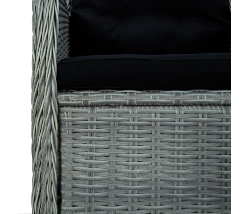 Set comedor jardín 7 pzas y cojines ratán sintético gris claro