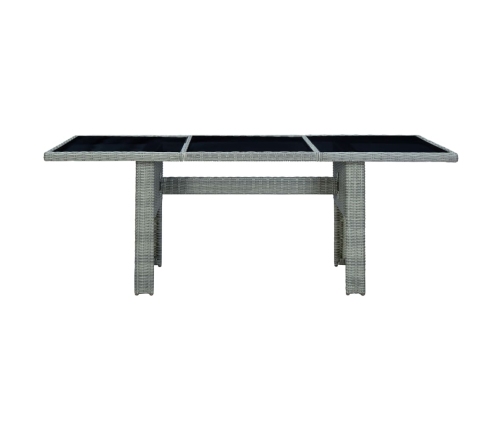 Set comedor jardín 7 pzas y cojines ratán sintético gris claro