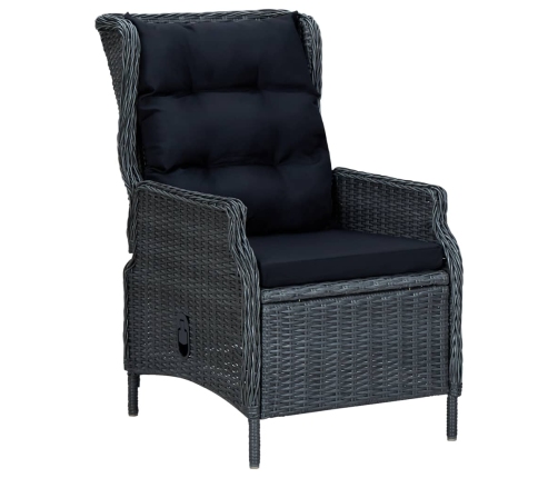 Set comedor jardín 9 piezas cojines ratán sintético gris oscuro