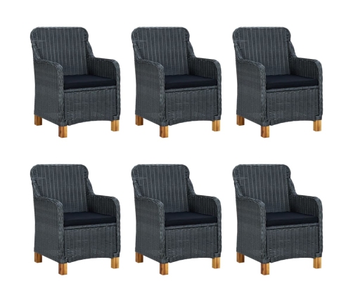 Set comedor jardín 9 piezas cojines ratán sintético gris oscuro